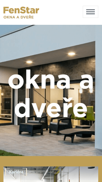 zobrazení hlavní stránky webu fenstar.cz na mobilním zařízení
